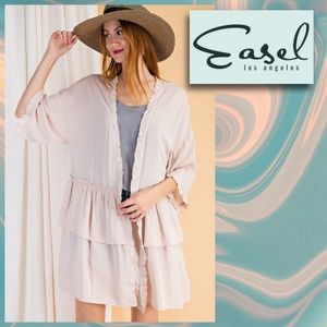 Easel's! "Perfect Cover" Ruffle Sleeve Silky Kimono